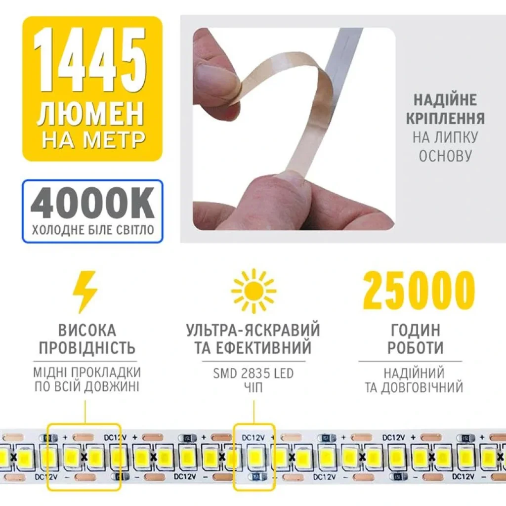 Світлодіодна стрічка ELM 2835 240LED IP20 4000K (19-0012) UA