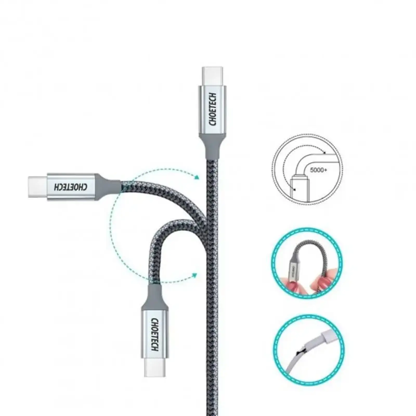Кабель Choetech USB Type-C - USB Type-C (M/M), 1.8 м, Grey (XCC-1002) UA