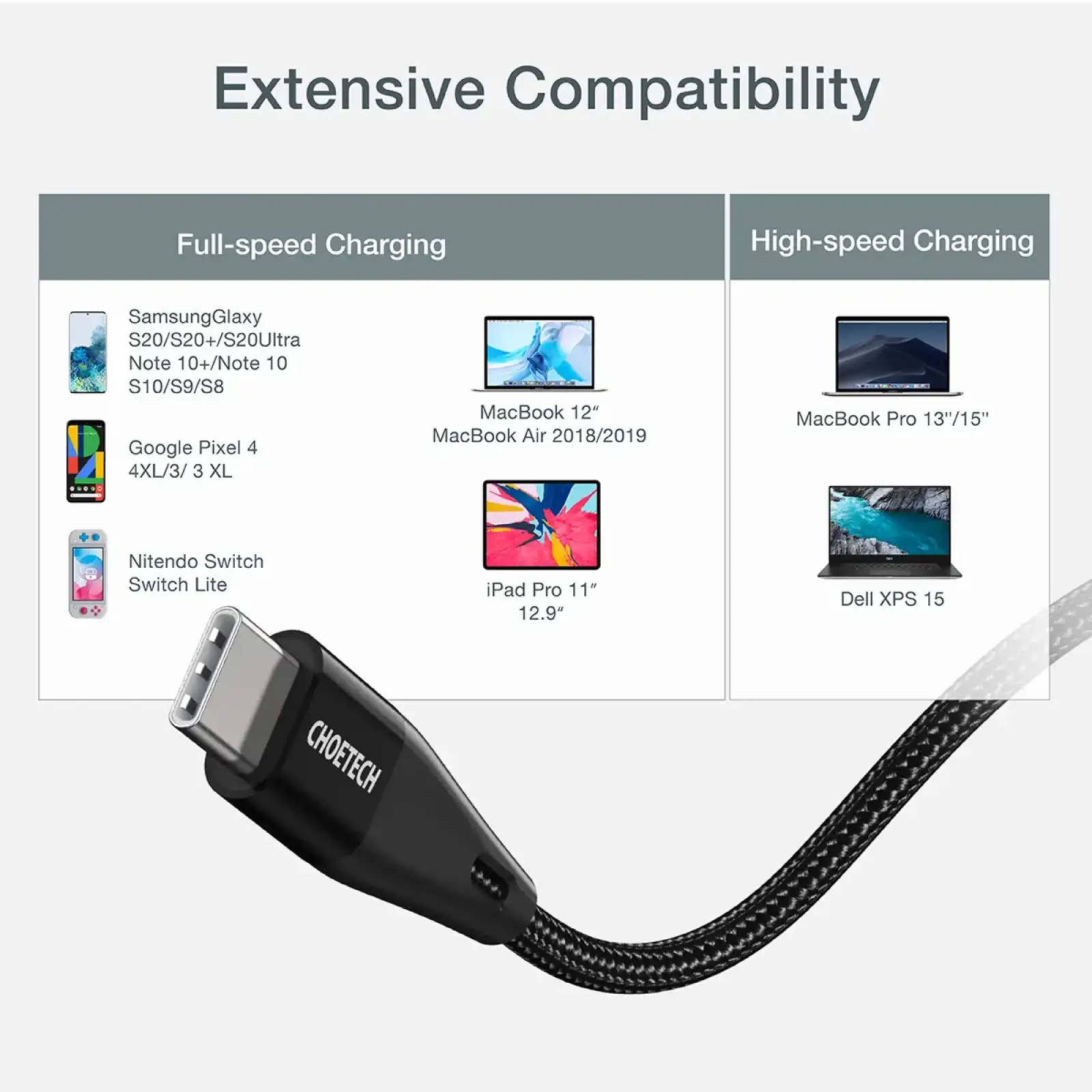 Кабель Choetech USB Type-C - USB Type-C (M/M) 100W, 1 м Black (XCC-1008) UA