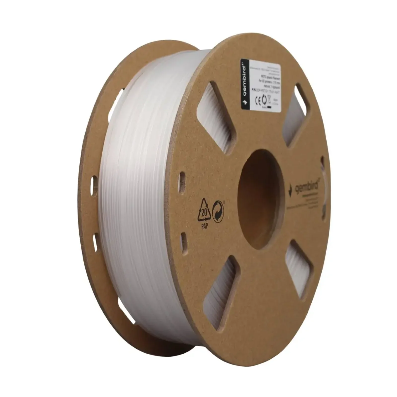 Филамент пластик Gembird для 3D-принтера 3DP-PETG 1.75 мм 1 кг, белый (3DP-PETG1.75-01-NAT) UA