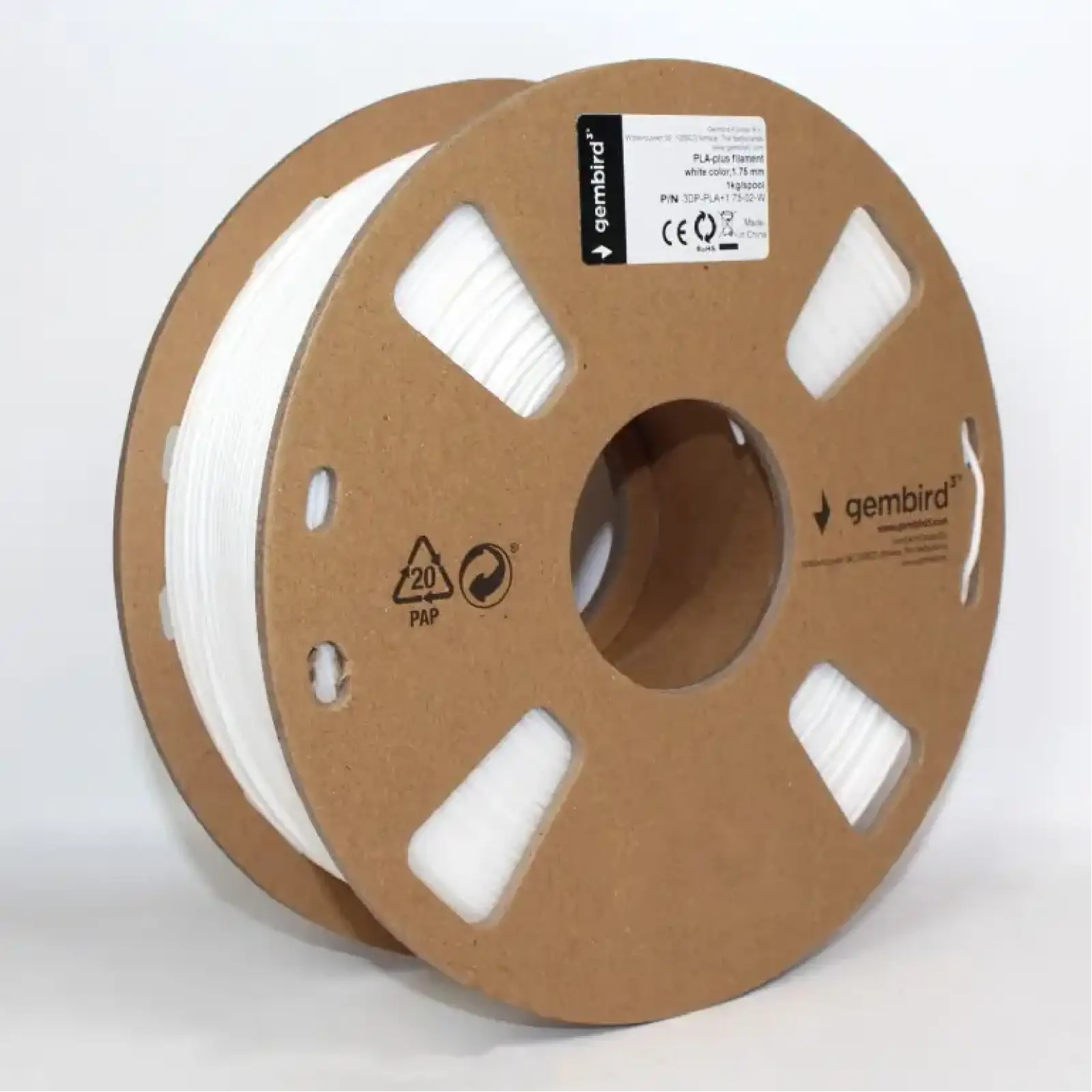 Філамент пластик Gembird для 3D-принтера 3DP-PLA 1.75 мм 1 кг, белый (3DP-PLA+1.75-02-W) UA