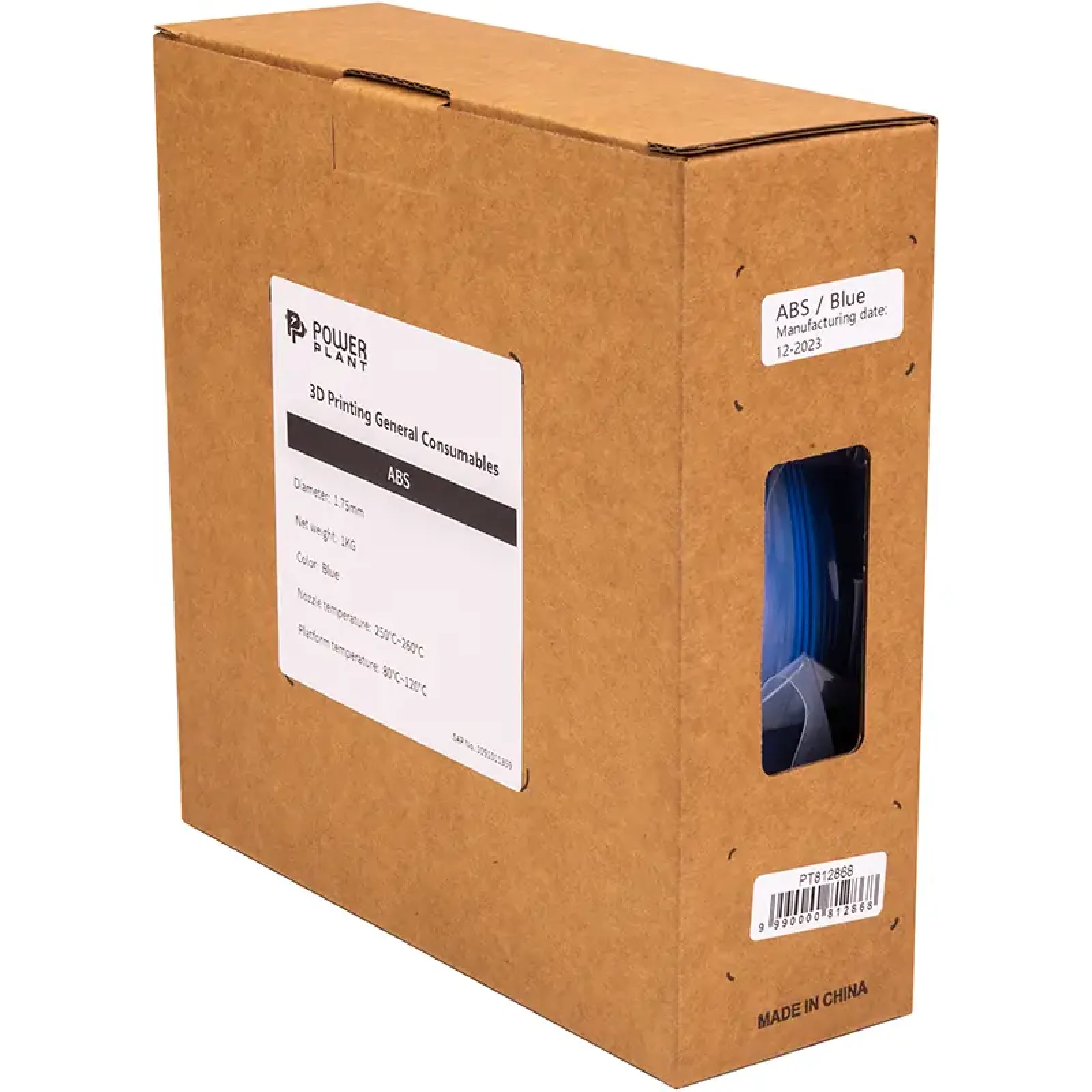 ABS-пластик PowerPlant Filament для 3D-принтера 1.75 мм 1 кг, синий (PT812868) UA