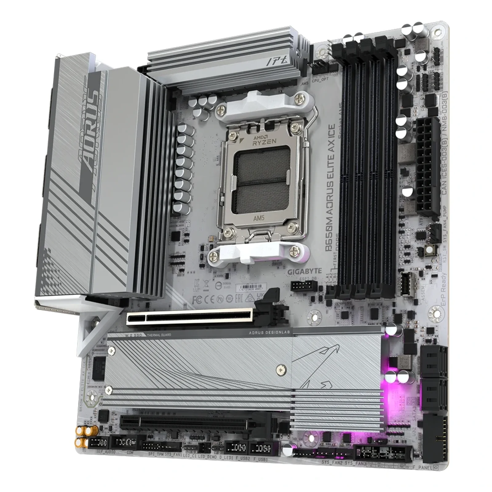 Материнська плата Gigabyte B650M Aorus Elite AX Ice Socket AM5, B650M A ELITE AX ICE UA
