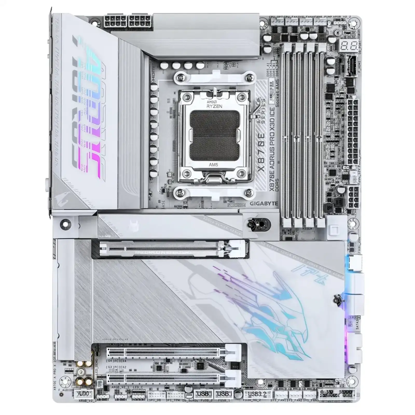 Материнська плата Gigabyte X870E Aorus Pro X3D Ice Socket AM5 UA