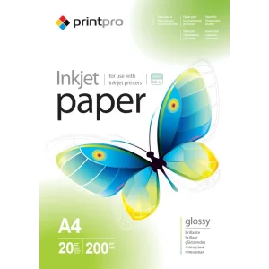 Фотопапір PrintPro глянсова 200г/м2 A4 20л (PGE200020A4) UA