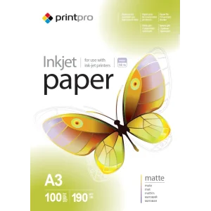 Фотопапір PrintPro матова 190г/м2 A3 100л (PME190100A3) UA