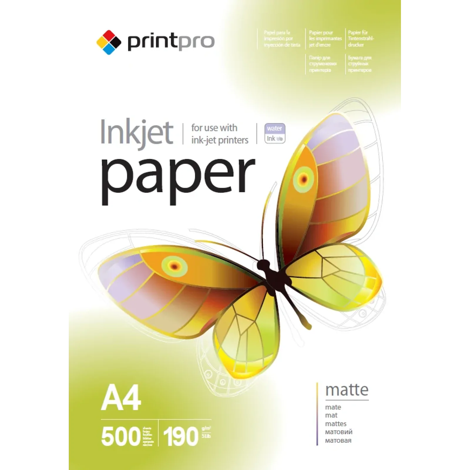 Фотопапір PrintPro матова 190г/м2 A4 500л (PME190500A4) UA
