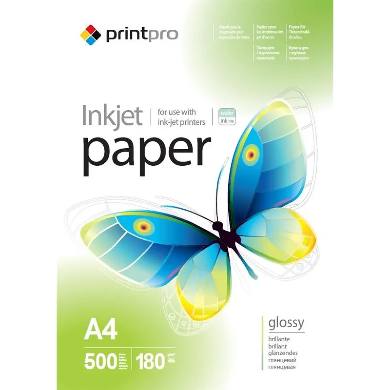 Фотобумага PrintPro глянцевая 180г/м2 A4 500л (PGE180500A4) UA