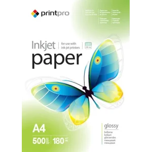 Фотобумага PrintPro глянцевая 180г/м2 A4 500л (PGE180500A4) UA
