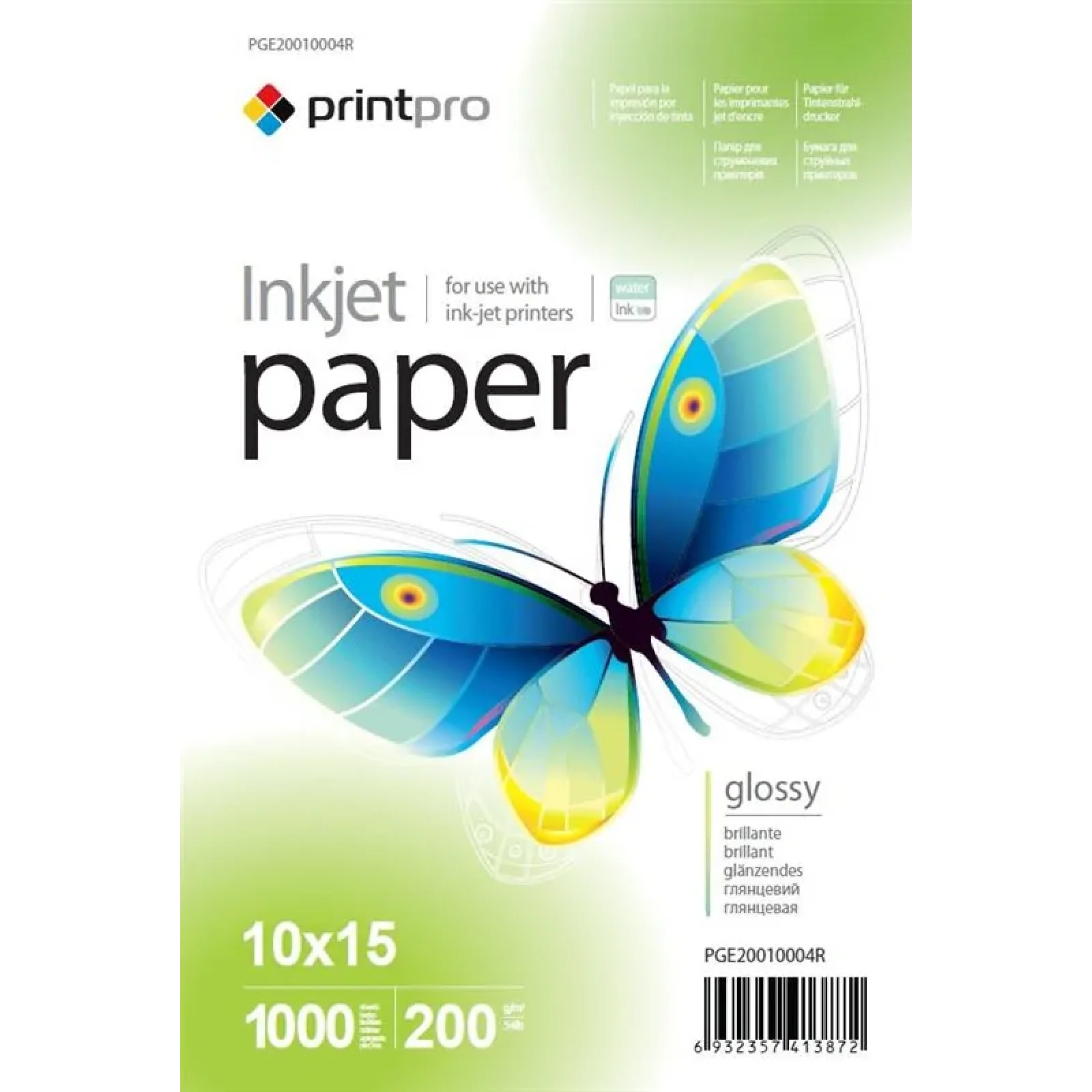 Фотобумага PrintPro глянцевая 200г/м2 10x15см 1000л (PGE20010004R) UA