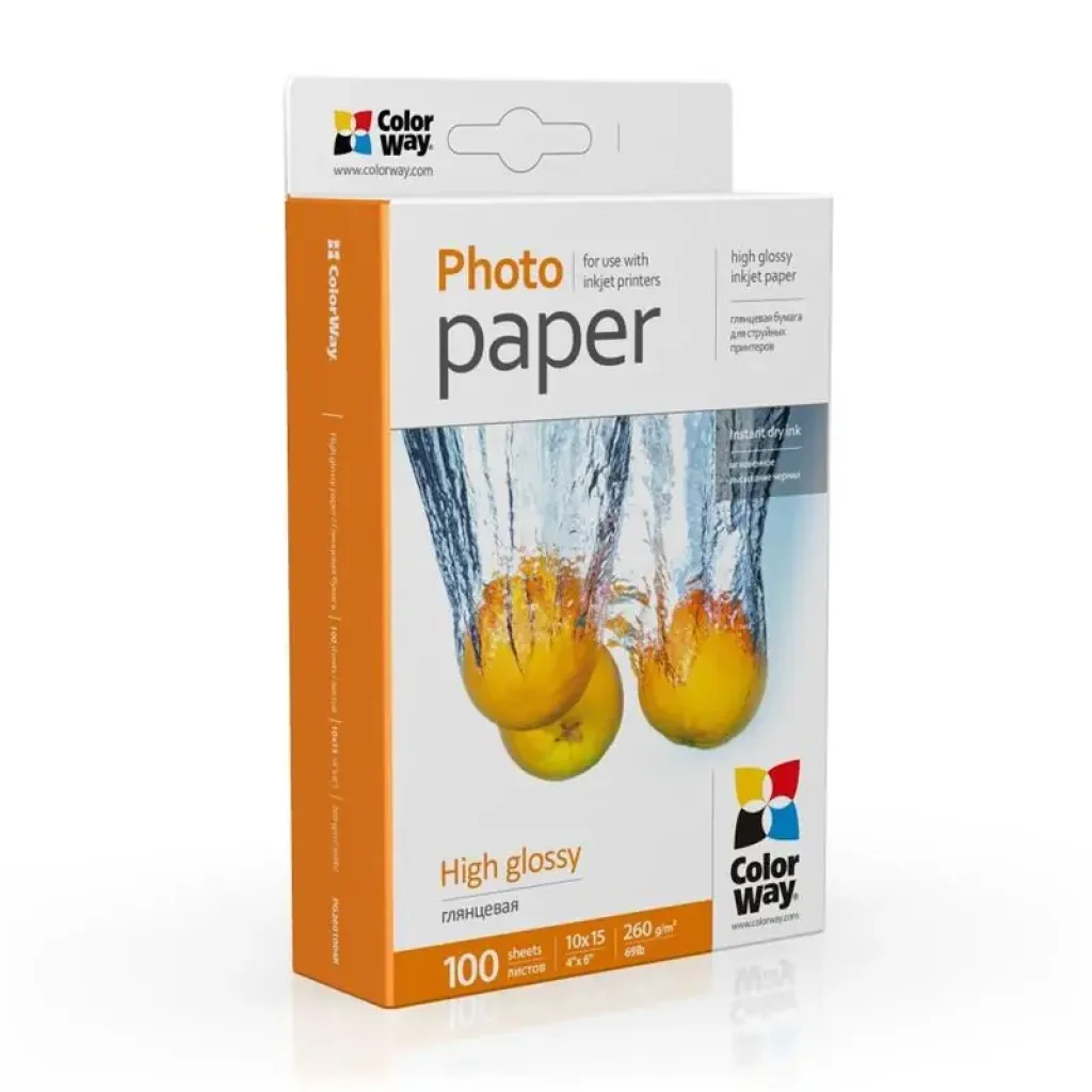 Фотопапір CW глянцевий 260г/м2 10х15см 100арк (PG2601004R) UA