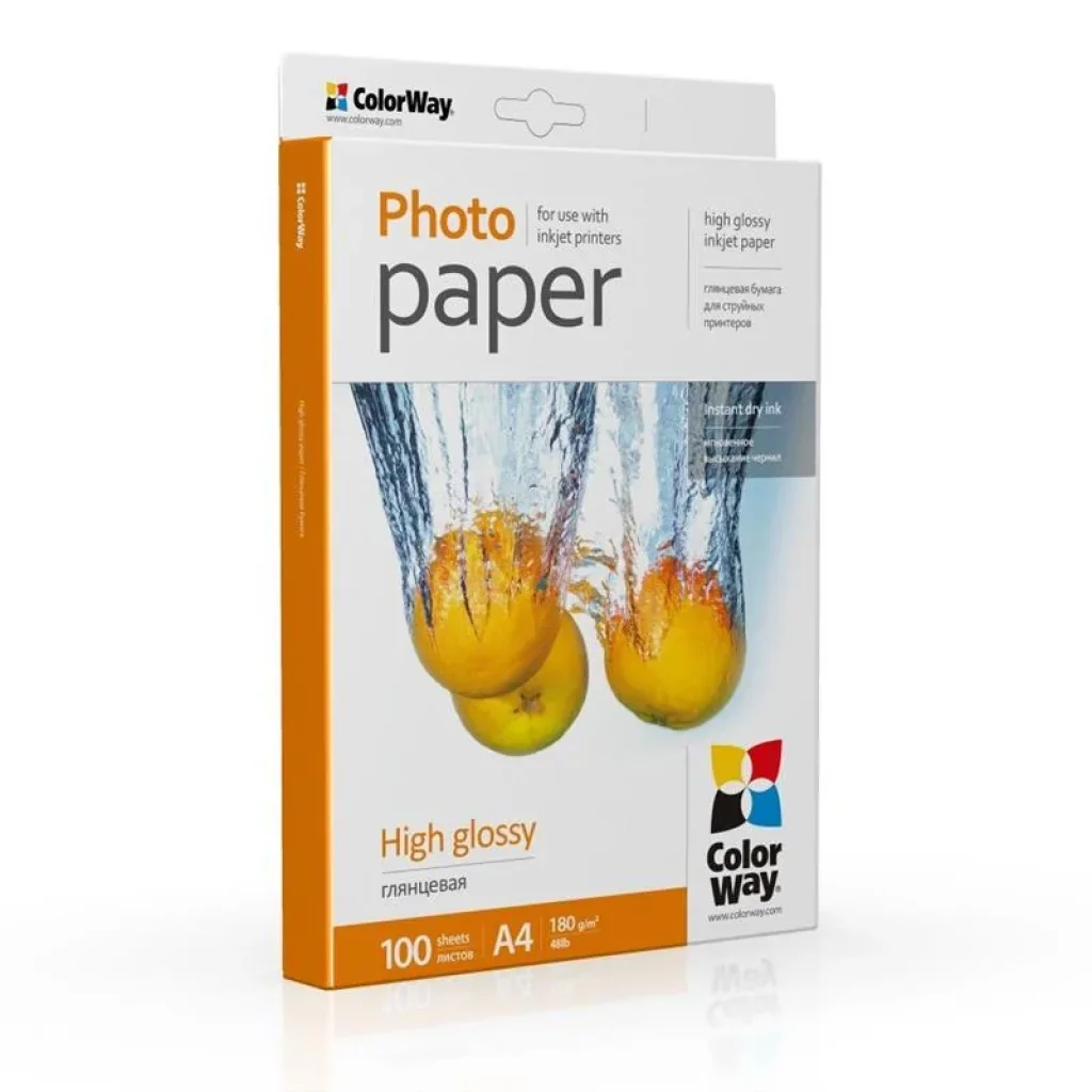 Фотопапір CW глянсова 180г/м2 A4 100л (PG180100A4) UA