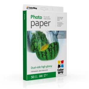 Фотобумага ColorWay глянцевая двусторонняя 220г/м2 A4 50 л. (PGD220050A4) UA