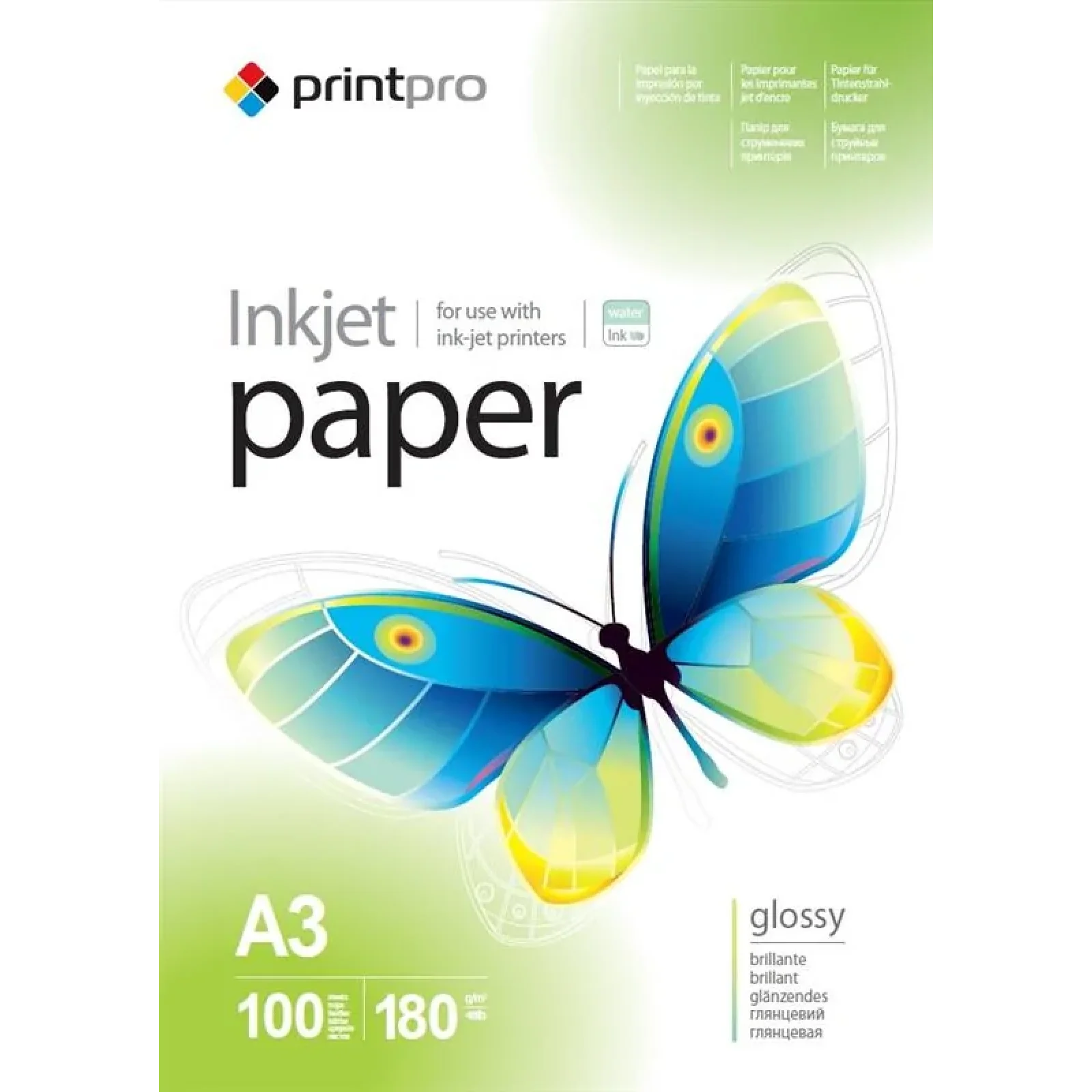 Фотопапір PrintPro глянсова 180г/м2 A3 100л (PGE180100A3) UA