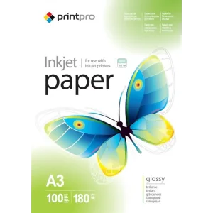 Фотопапір PrintPro глянсова 180г/м2 A3 100л (PGE180100A3) UA