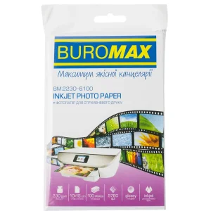 Фотопапір Buromax глянцевий 230г/м2 10х15см, 100л (BM.2230-6100) UA