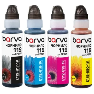 Комплект чернил Barva Epson 112, флакон OneKey (1K), BK/C/M/Y (E112-1K-MP) 4х100 мл UA