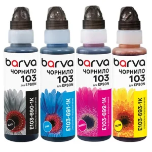 Комплект чернил Barva Epson 103, флакон OneKey (1K), BK/C/M/Y (E103-1K-MP) 4х100 мл UA