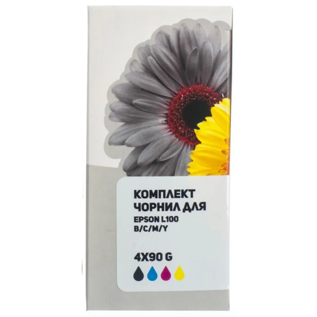 Комплект чернил Barva EPSON L100/L210/L300/L350/L355 B/C/M/Y (T664) (E-L100-090-MP) 4х90 г UA