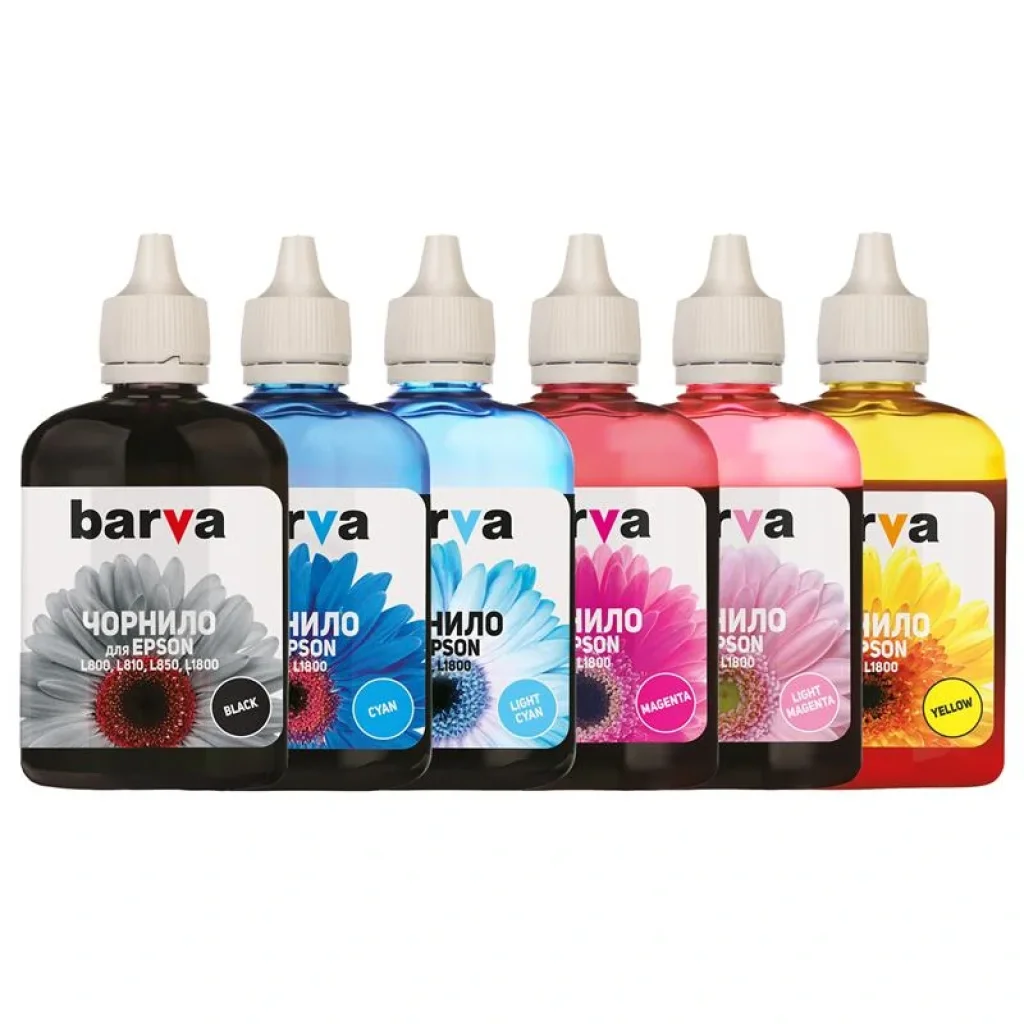 Комплект чернил Barva EPSON L800/L810/L850/L1800 B/C/M/Y/LC/LM (T6731) (L800-090-MP) 6х90 г UA