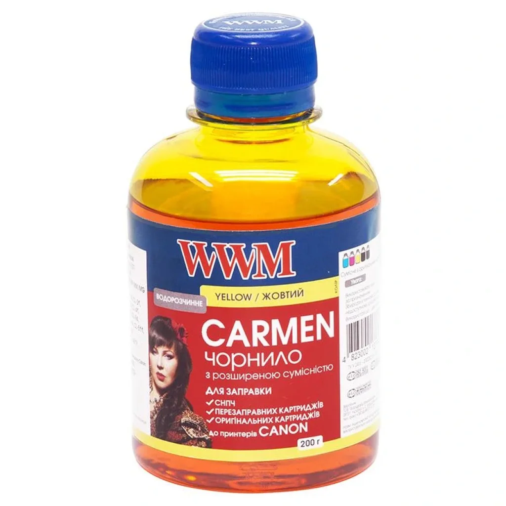 Чернила WWM Universal Carmen для Сanon серий PIXMA iP/iX/MP/MX/MG Yellow (CU/Y) 200г UA