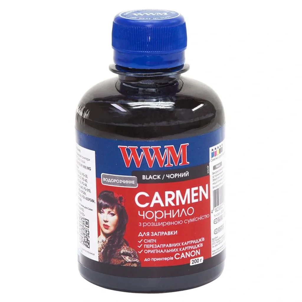 Чорнила WWM Universal Carmen для Сanon серій PIXMA iP/iX/MP/MX/MG Black (CU/B) 200г UA