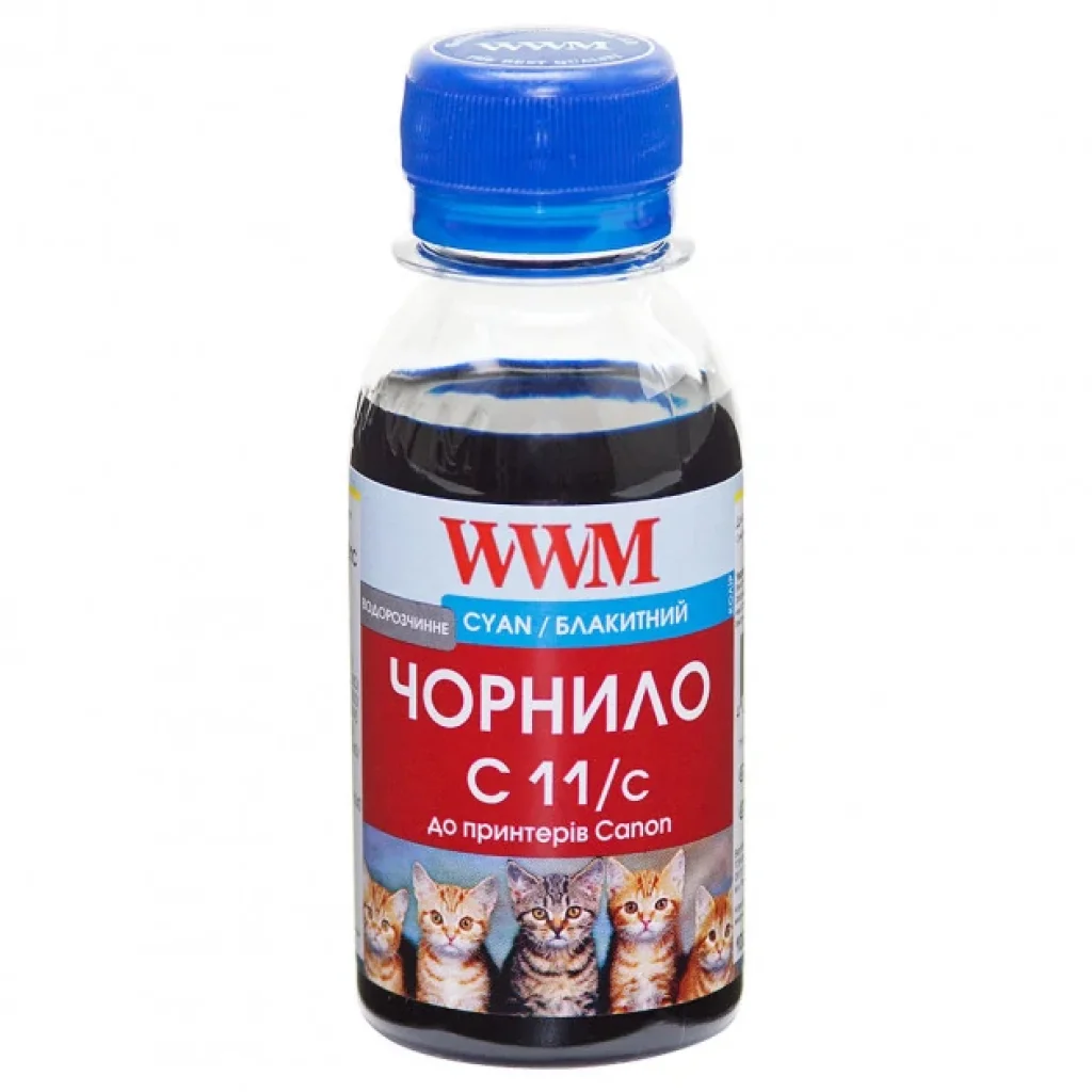 Чорнила WWM Canon CL-511С/CL-513С/CLI-521C (Cyan) (C11/C-2) 100г UA