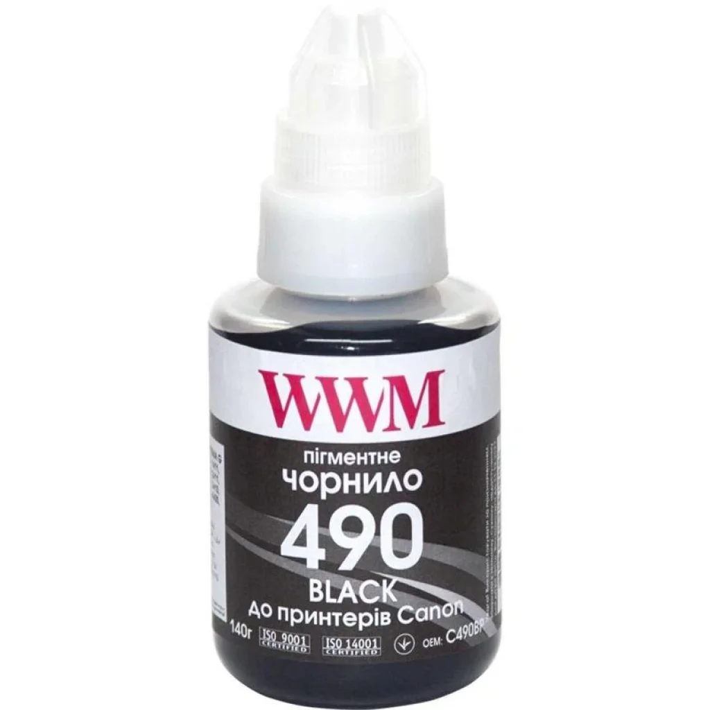 Чорнила WWM Canon Pixma G1400/2400/3400 Black Pigment (C490BP) 140г UA