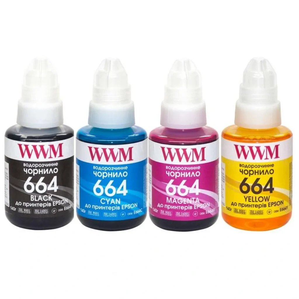 Комплект чорнил WWM для Epson L110/L210/L300 4х140г B/C/M/Y (E664SET4) UA