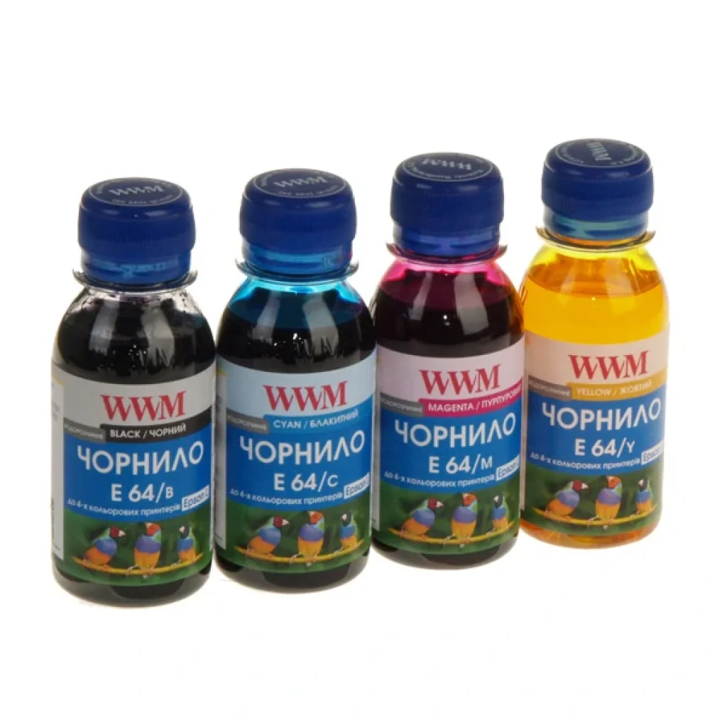 Комплект чернил WWM EPSON L110/210/355 B/C/M/Y (E64SET4-2) 4*100г UA