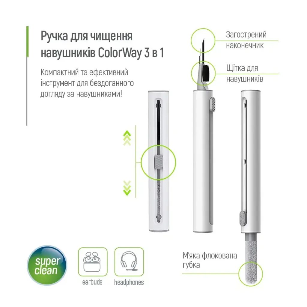 Чистящий набор ColorWay 3 в 1 для очистки наушников (CW-1131) UA