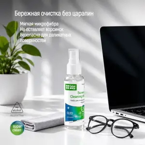 Набір ColorWay для очищення екранів та скла, 60 мл (CW-2615) UA
