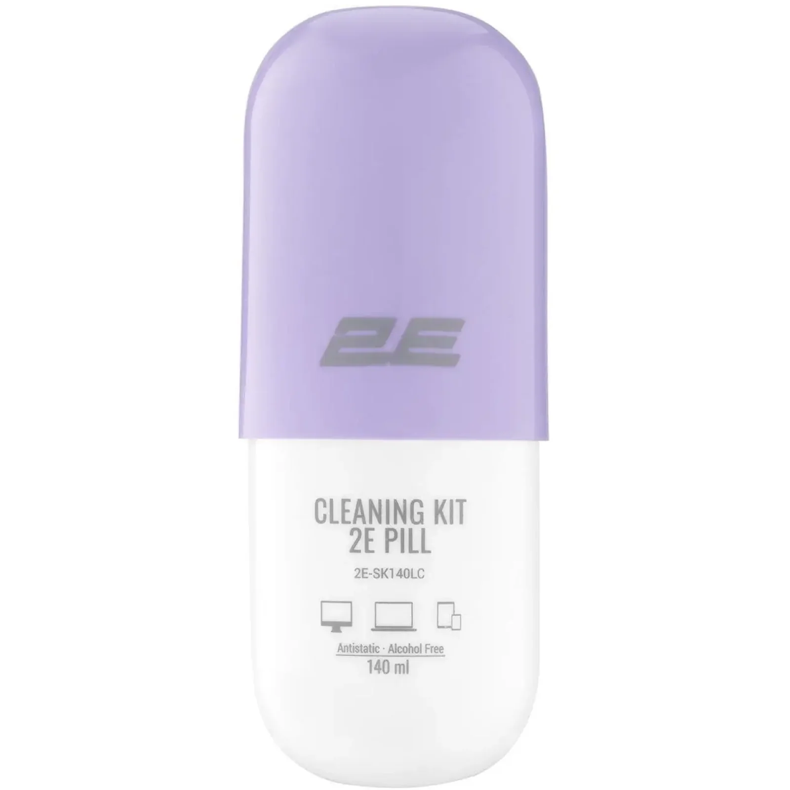 Набор для чистки 2E Pill (2E-SK140LC) LED/LCD + салфетка 20х20 см White/Lilac UA