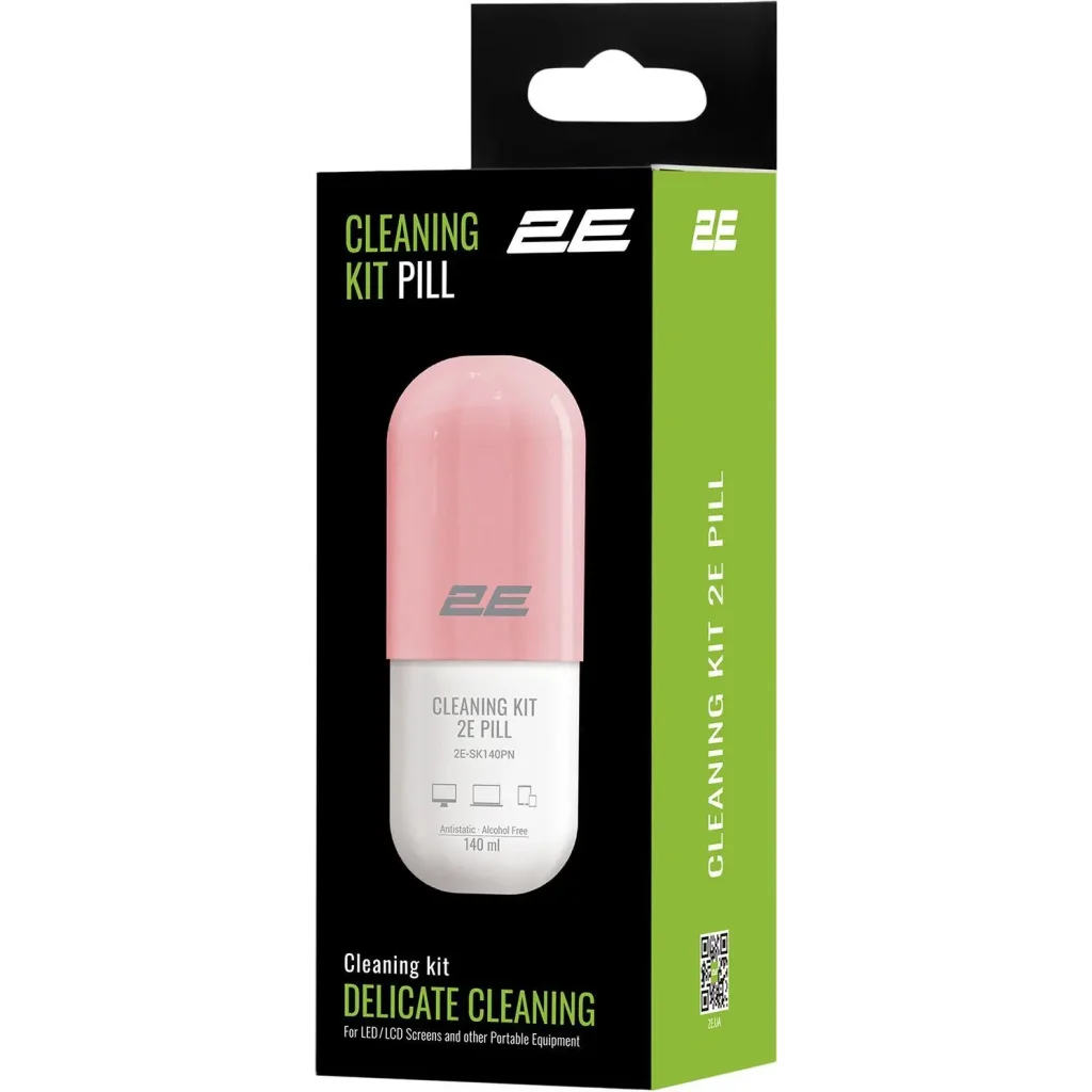 Набір для чищення 2E Pill (2E-SK140PN) LED/LCD + серветка 20х20 см White/Pink UA