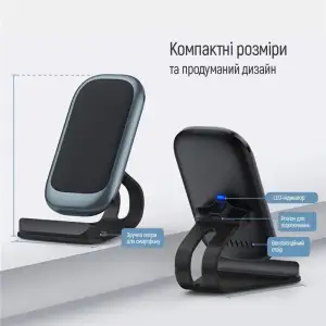 Беспроводное зарядное устройство ColorWay Wireless Stand 10W Blue (CW-CHW30Q-BL) UA