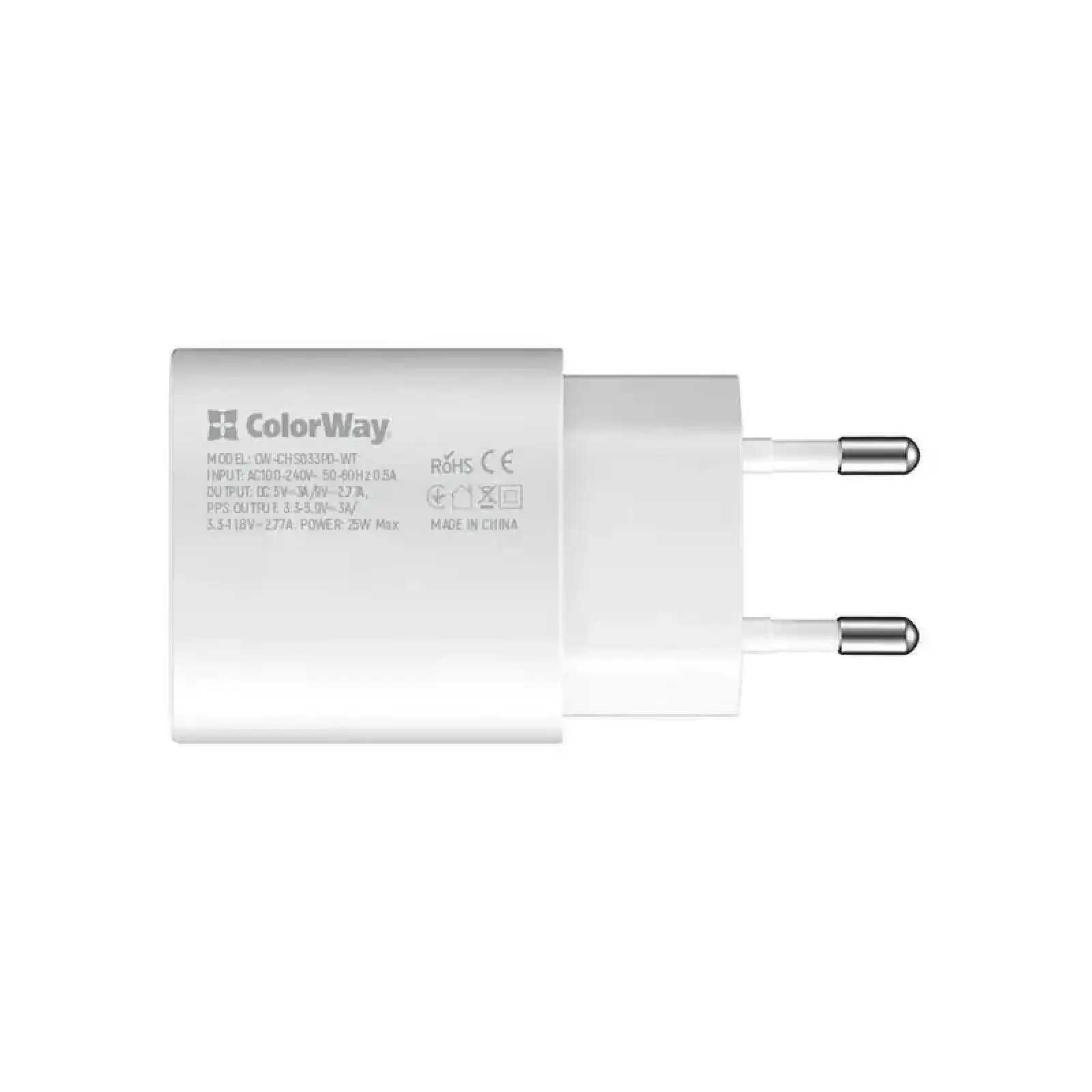 МЗП ColorWay Power Delivery Port PPS (1USB-Cx3A) (25W) White (CW-CHS033PD-WT) UA
