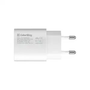МЗП ColorWay Power Delivery Port PPS (1USB-Cx3A) (25W) White (CW-CHS033PD-WT) UA