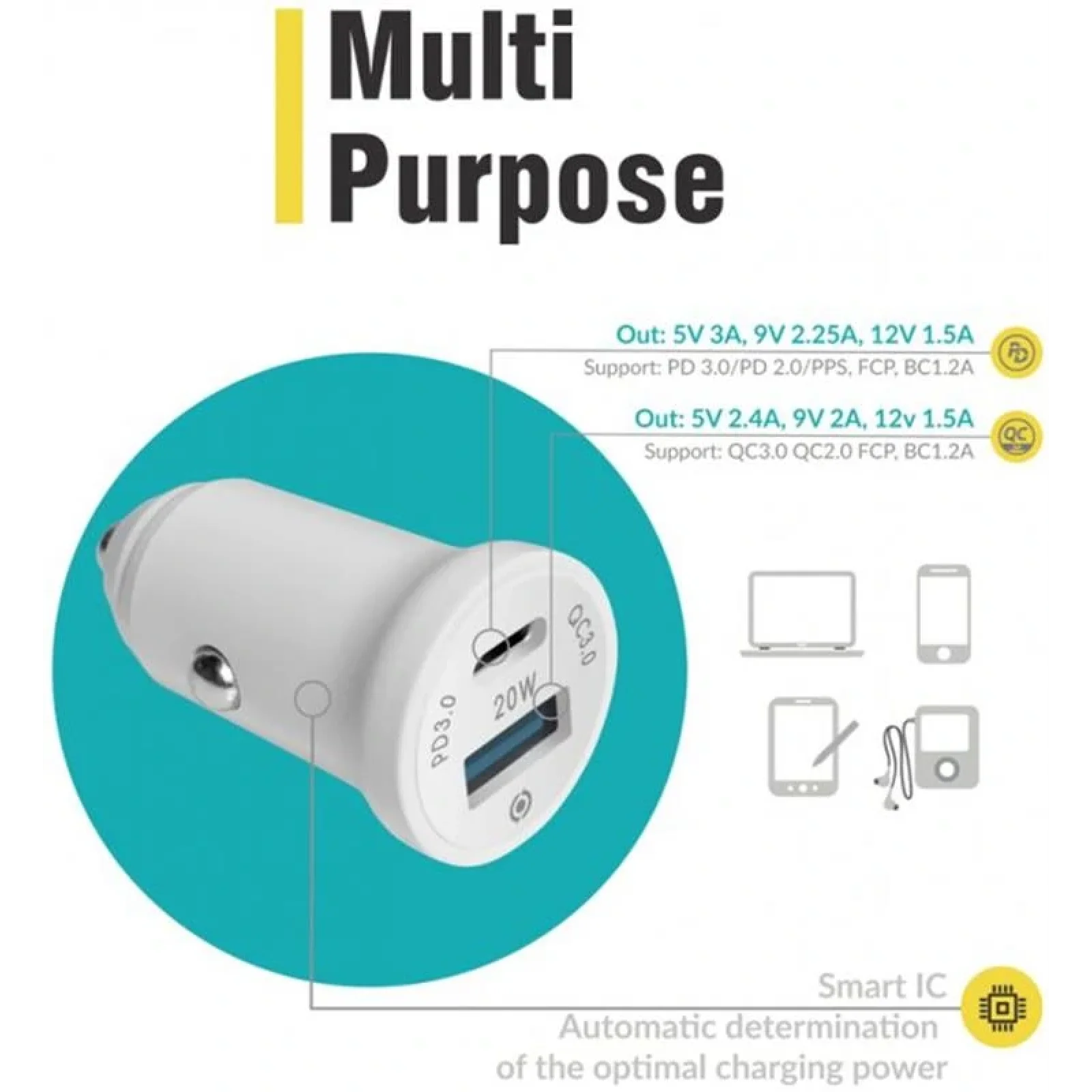 АЗП Piko CC-302QP (2USB, 3A) White (1283126509896) UA