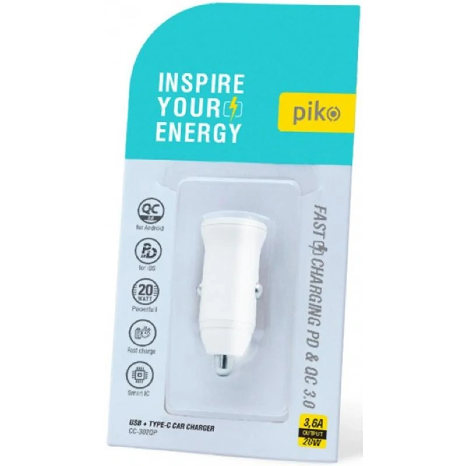 АЗП Piko CC-302QP (2USB, 3A) White (1283126509896) UA