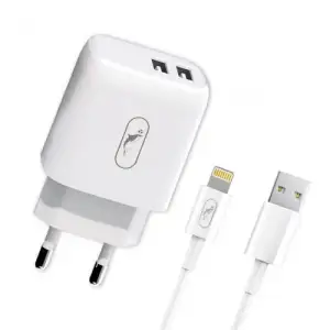 Зарядний пристрій SkyDolphin SC22EBL (2USB, 2.1A) White (MZP-000162) + кабель Lightning UA