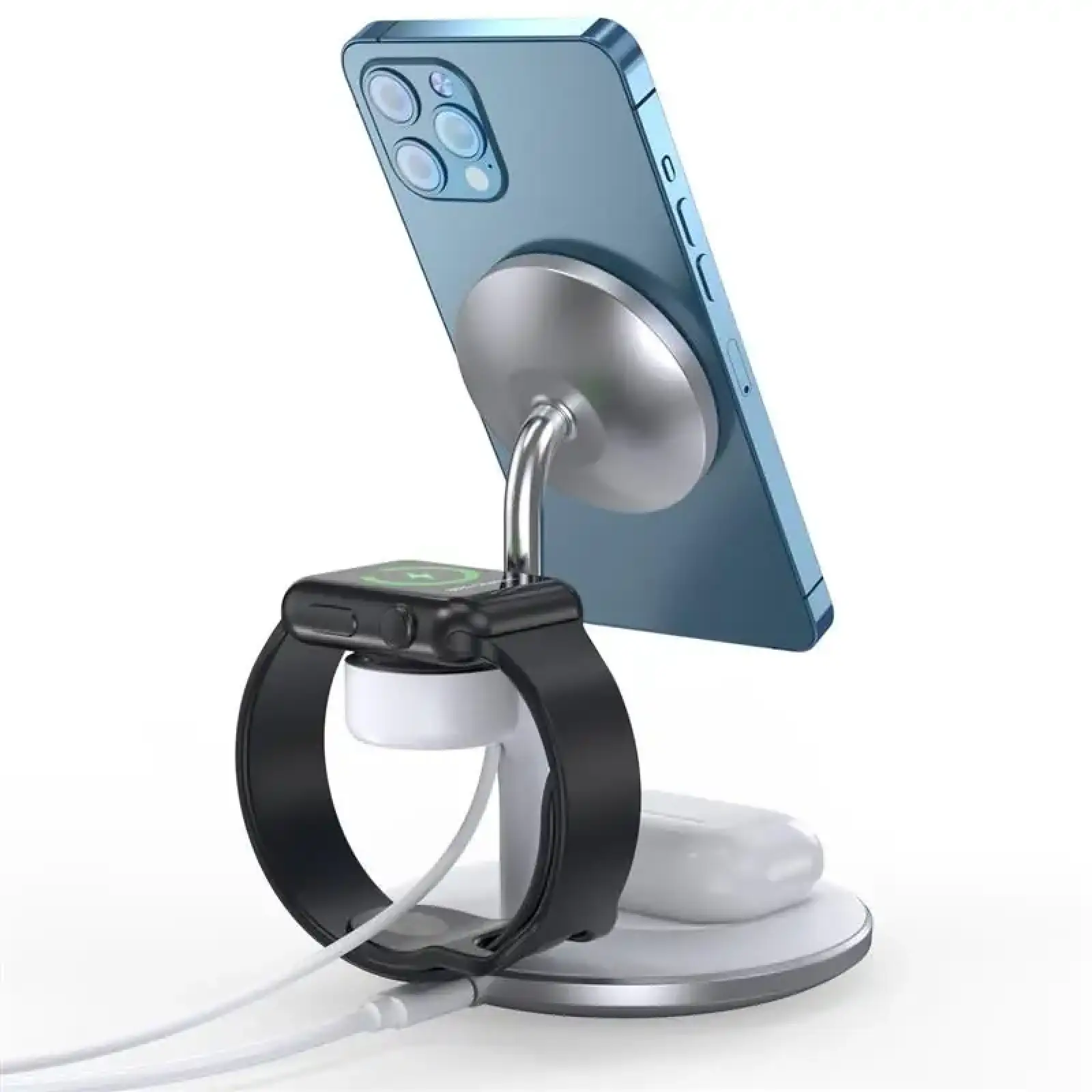 Магнитное беспроводное зарядное устройство Choetech T586-F 3in1 Magnetic wireless charger station for iPhone UA