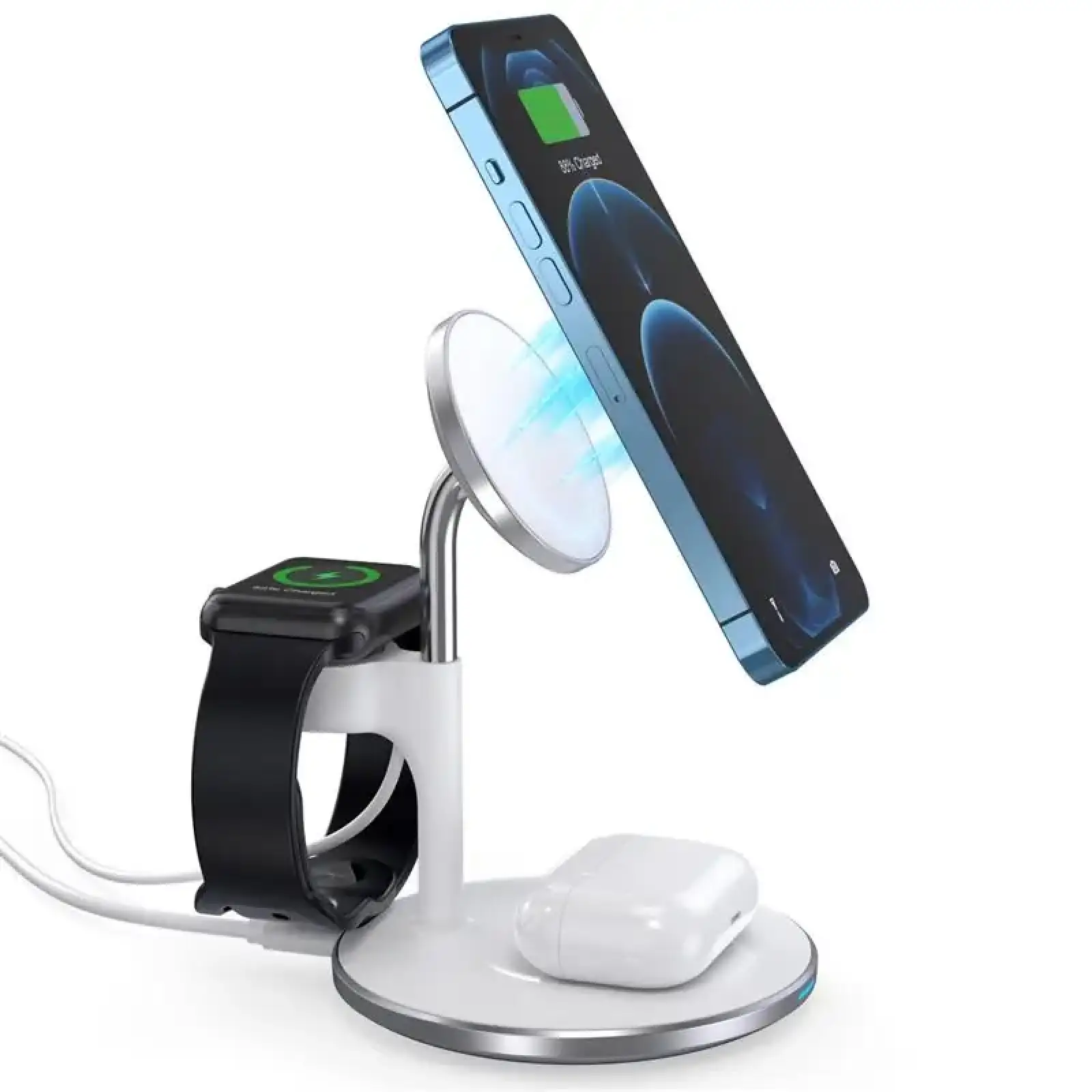 Магнитное беспроводное зарядное устройство Choetech T586-F 3in1 Magnetic wireless charger station for iPhone UA