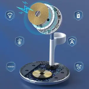 Магнитное беспроводное зарядное устройство Choetech T586-F 3in1 Magnetic wireless charger station for iPhone UA
