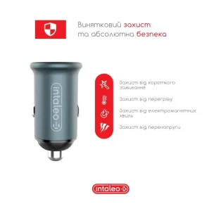 АЗП Intaleo CCG482 (2USB, 4.8A) Grey UA