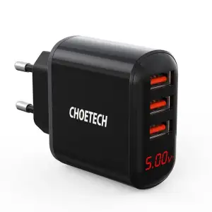 МЗП Choetech (3USBх2.4A) Black (Q5009-EU) UA