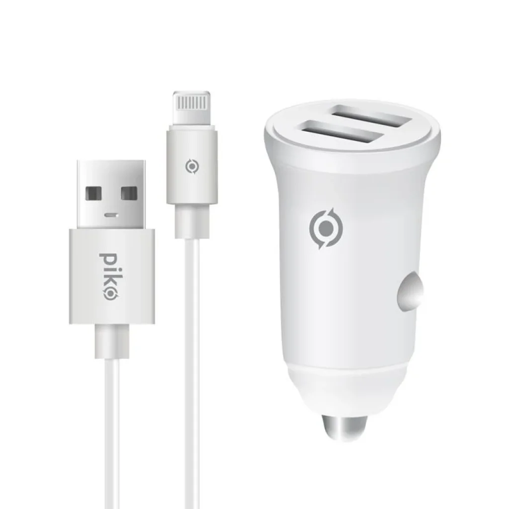 АЗП Piko CC-312 (2USB, 3.1A) White + кабель Lightning (1283126538810) UA
