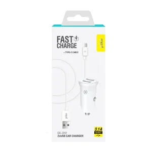 АЗП Piko CC-312 (2USB, 3.1A) White + кабель Type-C (1283126538803) UA