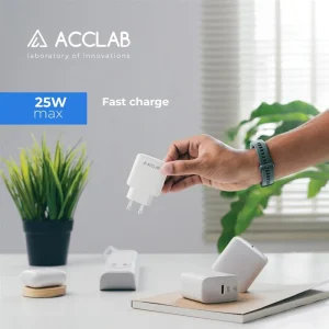 МЗП AccLab AL-TC125 1хType-C 5В/3A/25W QC/PD 3.0 White (1283126538841) UA
