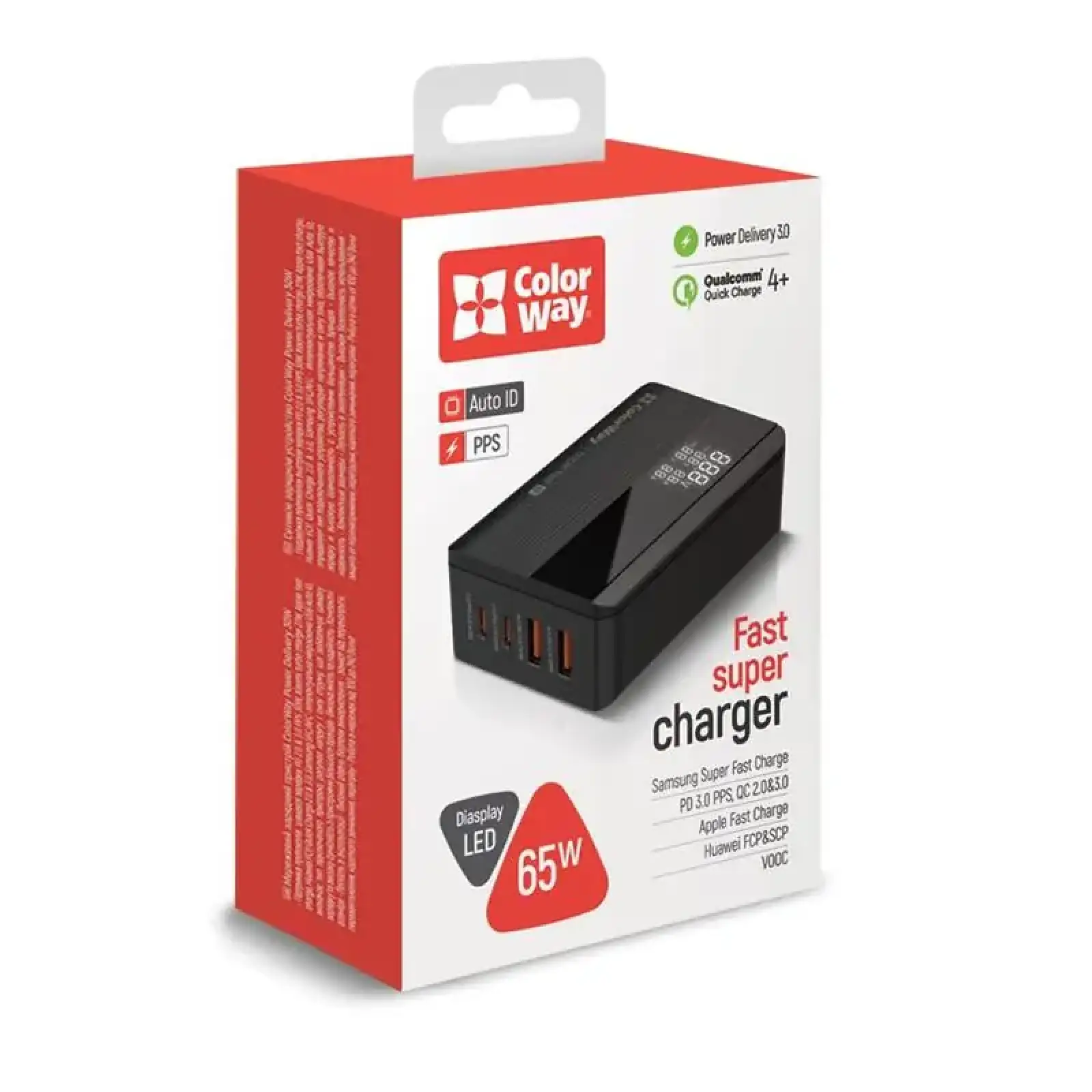МЗП ColorWay Power Delivery (2USB-A + 2USB TYPE-C) (65W) Black (CW-CHS040PD-BK) UA
