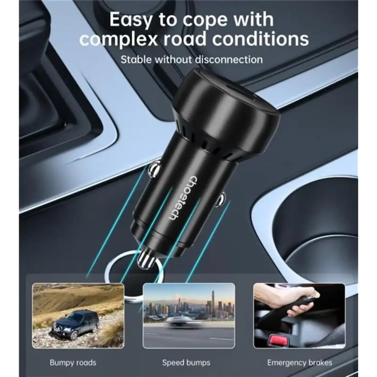 АЗП Choetech (1USB Type C; 1USB) 60W PD3.0 QC3.0 Black (TC0014) UA